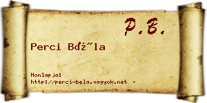 Perci Béla névjegykártya